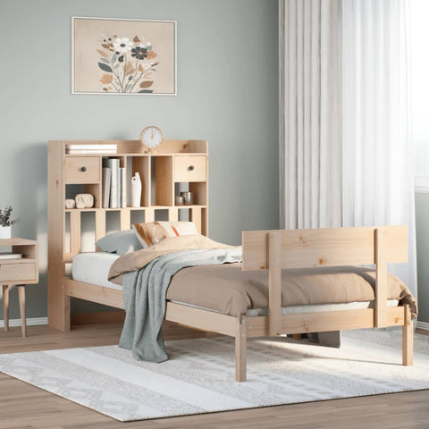 ZNTS Bookcase Bed without Mattress 90x190 cm Single Solid Wood Pine 3321820