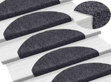 Stair Mats Self-adhesive 20 pcs 65x21x4 cm Dark Grey Half Round Large 3365644