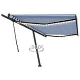 Manual Retractable Awning with LED 500x300 cm Blue and White 3069781