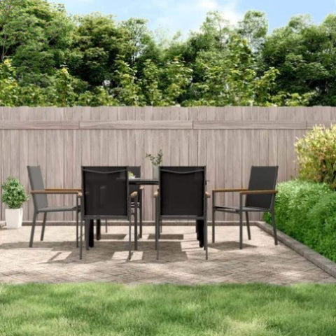Garden Chairs 6 pcs Black 55x61.5x90 cm Textilene and Steel 3187086