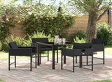 Garden Dining Set 5 pcs Black Poly Rattan 3380717