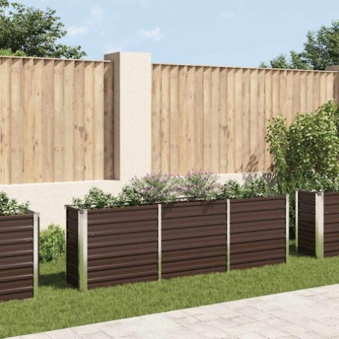 Garden Raised Bed Galvanised Steel 240x40x77 cm Brown 47042