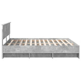 Bed Frame Concrete Grey 200 x 200 cm Engineered Wood 3408819