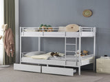Twin Over Twin Bunk Bed with Two Storage Drawers & Full-Length Guard Rail, Heavy Duty Metal Bunk Bed 89933334
