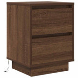 Bedside Cabinet with LED Lights Brown Oak 38x34x50 cm 861295
