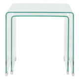 ZNTS Two Piece Nesting Table Set Tempered Glass Clear 244191