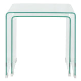 Two Piece Nesting Table Set Tempered Glass Clear 244191