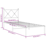 Metal Bed Frame without Mattress with Headboard White 80x200cm 376542