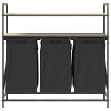 Laundry Basket 3 Compartments with Shelves Sonoma Oak 859081