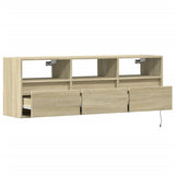 TV Wall Cabinet with LED Lights Sonoma Oak 130x31x45 cm 852343