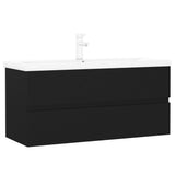 Sink Cabinet with Built-in Basin Black Engineered Wood 3071658