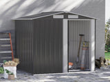 Garden Metal Tool Storage Shed with Sliding Door, Sloped Roof and Foundation Kit, 152 x 132 x 188cm, T3398P313648