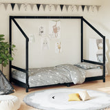 Kids Bed Frame Black 90x190 cm Solid Wood Pine 835714