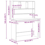 Desk with Shelves Artisan Oak 102x45x148 cm Engineered Wood 855835
