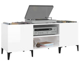 Record Cabinet White 121x38x48 cm Engineered Wood 831933