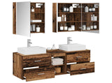 Bathroom Furniture Set 5 pcs Old Wood Engineered Wood and Glass 3406813