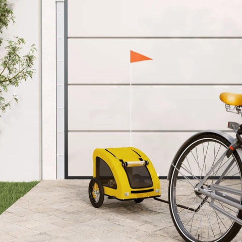ZNTS Pet Bike Trailer Yellow Oxford Fabric and Iron 93952