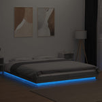 ZNTS Bed Frame with LED Lights without Mattress Grey Sonoma 160x200cm 3281089