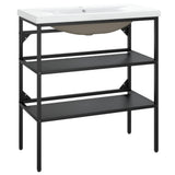 Bathroom Washbasin Frame with Built-in Basin Black Iron 3101378