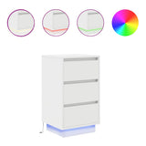 Bedside Cabinet with LED Lights White 38x34x65 cm 861301