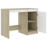 Desk White and Sonoma Oak 100x50x76 cm Engineered Wood 801801