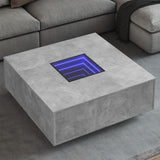 ZNTS Coffee Table with Infinity LED Concrete Grey 100x100x40 cm 3284045