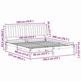 Bed Frame with Headboard Brown 180 x 200 cm Solid Pine Wood 3394405