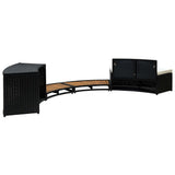 Spa Surround Black Poly Rattan and Solid Acacia Wood 316651