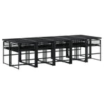 11 Piece Garden Dining Set Black Poly Rattan 3295036