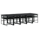 11 Piece Garden Dining Set Black Poly Rattan 3295036
