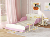 Toddler Bed with Storage, Guardrails, Sun Design, for Ages 3-8 Years, Fits 140 x 70cm Mattress, T3398P553231