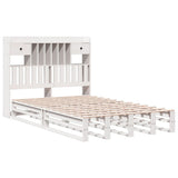 Bookcase Bed without Mattress White 135x190 cm Double Solid Wood Pine 3323984
