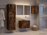 Bathroom Cabinet Set 5 pcs Smoked Oak Engineered Wood 3407307