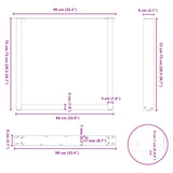 Dining Table Legs U-Shaped 3 pcs Natural Steel 90x cm Steel 4013211