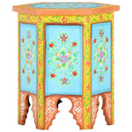 ZNTS Hand-painted Side Table Multicolour 38x33x42 cm Solid Mango Wood 285879