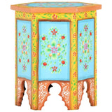 ZNTS Hand-painted Side Table Multicolour 38x33x42 cm Solid Mango Wood 285879