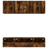5 Piece TV Wall Units Smoked Oak Engineered Wood 3216515