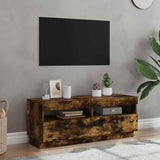 TV Cabinet with LED Lights Smoked Oak 100x35x40 cm 815720