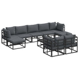 Garden Sofa Set with Cushion 10 pcs Black Aluminium 3378913