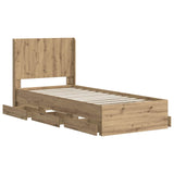 Bed Frame with Storage and Headboard Artisan Oak 90 x 200 cm 3445813