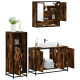 3 Piece Bathroom Furniture Set Smoked Oak Engineered Wood 3300982