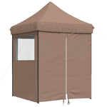 Foldable Party Tent Pop-Up with 4 Sidewalls Brown 4005004
