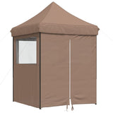 Foldable Party Tent Pop-Up with 4 Sidewalls Brown 4005004