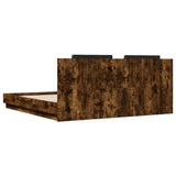 Bed Frame with LED without Mattress Smoked Oak 180x200 cm Super King 3209993