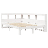 Bookcase Bed without Mattress White 135x190 cm Double Solid Wood Pine 3324398