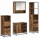 Bathroom Furniture Set with Door 4 pcs Old Wood Engineered Wood 3402542