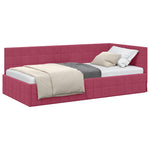 Corner Bed Frame with Headboard Wine red 90 x 190 cm Velvet 42016382