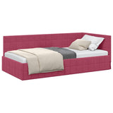 Corner Bed Frame with Headboard Wine red 90 x 190 cm Velvet 42016382