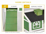 Wooden Rabbit Hutch and Run with Sliding Tray, Ramp, Water-resistant Roof, for 2-4 Rabbits, Green T3398P547948