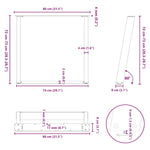 ZNTS vidXL Dining Table Legs U-Shaped 2 pcs White 80x cm Steel 4012797